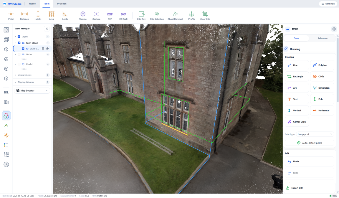 Tersus MVP Studio Go from point cloud to coordinate-true CAD. for product feature workflow