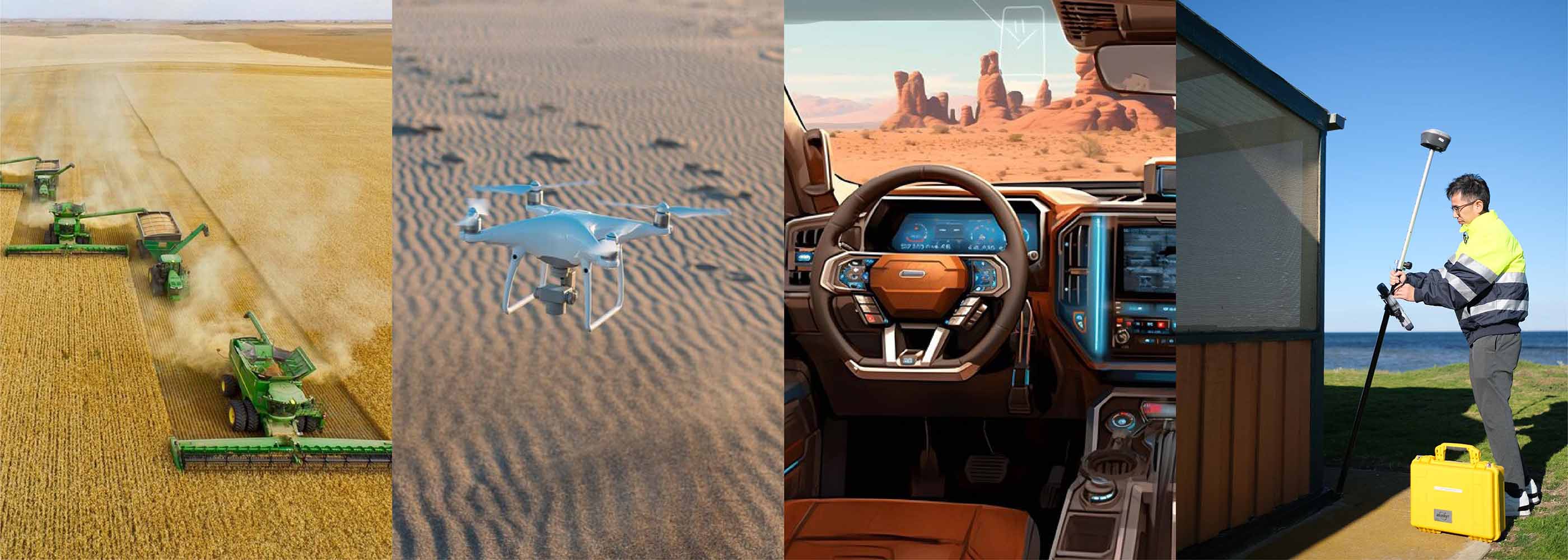Published TAP application montage showing agriculture, UAV, vehicle and survey use cases